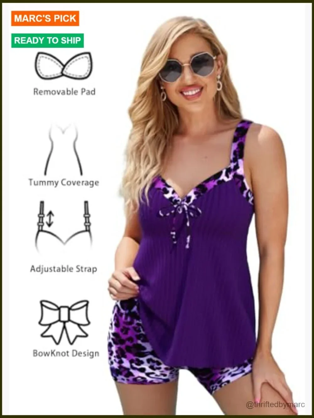 Tribal Print Tankini Set with Boy Shorts Bowknot Sweetheart Neck